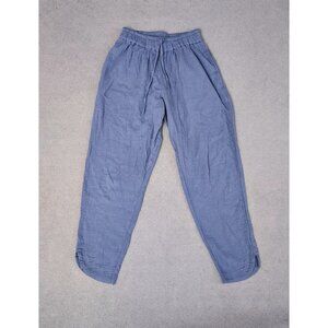 Pact Womens Pants (XS) Blue Organic Cotton Coastal Double Gauze Tapered Pull On